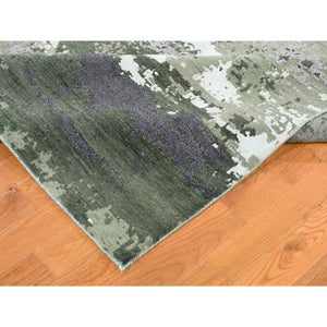 8'x9'10" Hand-Knotted Abstract Design Wool And Silk Hi And Low Pile Oriental Rug FWR275700