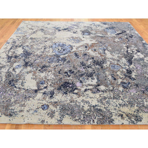 8'x10' Abstract Design Wool and Silk Hand-Knotted Oriental Rug FWR275736
