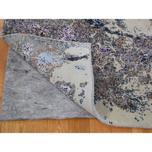8'x10' Abstract Design Wool and Silk Hand-Knotted Oriental Rug FWR275736