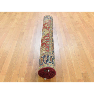 6'x8'9" Red Karajeh Design Pure Wool Hand-Knotted Oriental Rug FWR277782