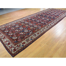 Load image into Gallery viewer, 7&#39;4&quot;x19&#39;5&quot; Black Antique Persian Bakhtiari Wide Gallery Runner Flower Design Hand-Knotted Oriental Rug FWR278652