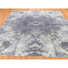 Load image into Gallery viewer, 8&#39;x9&#39;9&quot; Wool And Silk Abstract Tone-On-Tone Gray Hand Knotted Oriental Rug FWR284610