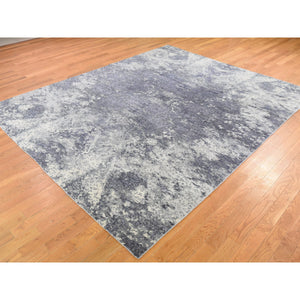 8'x9'9" Wool And Silk Abstract Tone-On-Tone Gray Hand Knotted Oriental Rug FWR284610