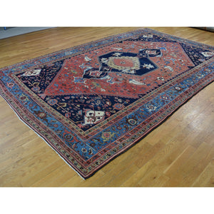 9'5"x14'10" Terracotta Red Antique Persian Bakshaish Good Condition Clean Pure Wool Hand Knotted Rug FWR285408