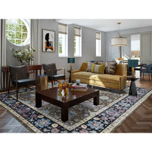 Load image into Gallery viewer, 8&#39;10&quot;x12&#39; Brown Silk With Textured Wool Persian Design Hand Knotted Oriental Rug FWR290214
