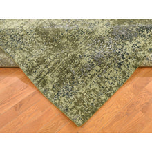 Load image into Gallery viewer, 9&#39;1&quot;x12&#39; The Greens, Pure Silk With Textured Wool Hand Knotted Oriental Rug FWR291276