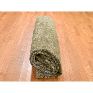 9'1"x12' The Greens, Pure Silk With Textured Wool Hand Knotted Oriental Rug FWR291276