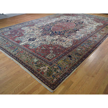 Load image into Gallery viewer, 12&#39;2&quot;x18&#39;8&quot; Ivory, Oversized Antique Persian Sarouk Fereghan With Birds Full Pile And Soft Hand Knotted Oriental Rug FWR292218