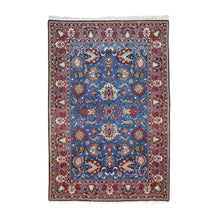 Load image into Gallery viewer, 4&#39;8&quot;x7&#39; Blue Vintage Persian Qum Full Pile Exc Condition Hand Knotted Oriental Rug FWR292236