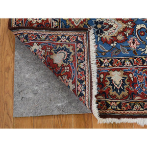 4'8"x7' Blue Vintage Persian Qum Full Pile Exc Condition Hand Knotted Oriental Rug FWR292236