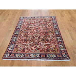 4'1"x6'7" Red Antique Persian Mahal Exc Condition Hand Knotted Oriental Rug FWR294324