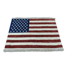 Load image into Gallery viewer, 2&#39;5&quot;x4&#39; Hand Knotted Pure Wool Peshawar American Flag Wall Hanging Rug FWR294372