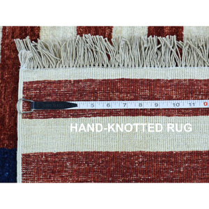 2'5"x4' Hand Knotted Pure Wool Peshawar American Flag Wall Hanging Rug FWR294372