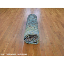 Load image into Gallery viewer, 8&#39;10&quot;x12&#39; THE FOREST, Wool And Silk Abstract With Greens Hand Knotted Oriental Rug FWR294450