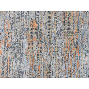 8'10"x12'2" Water Dripping Design Silk With Textured Wool Hand Knotted Oriental Rug FWR294462