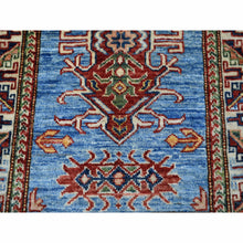 Load image into Gallery viewer, 2&#39;1&quot;x3&#39; Super Kazak Pure Wool Blue Geometric Design Hand-Knotted Oriental Rug FWR300450