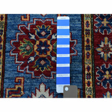 Load image into Gallery viewer, 2&#39;x3&#39; Super Kazak Pure Wool Blue Geometric Design Hand-Knotted Oriental Rug FWR300474