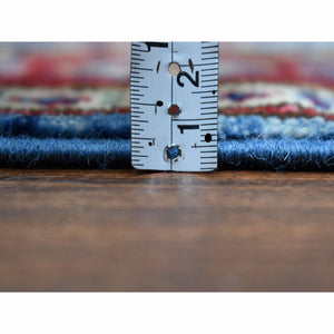 2'x3' Super Kazak Pure Wool Blue Geometric Design Hand-Knotted Oriental Rug FWR300474