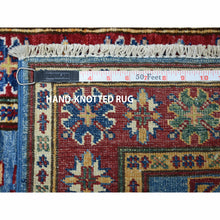 Load image into Gallery viewer, 2&#39;x3&#39; Super Kazak Pure Wool Blue Geometric Design Hand-Knotted Oriental Rug FWR300474