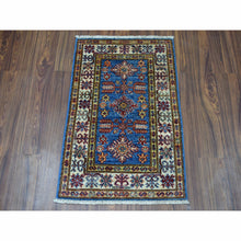 Load image into Gallery viewer, 2&#39;x2&#39;10&quot; Super Kazak Pure Wool Blue Geometric Design Hand-Knotted Oriental Rug FWR300516