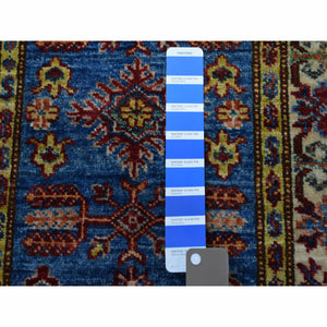 2'x2'10" Super Kazak Pure Wool Blue Geometric Design Hand-Knotted Oriental Rug FWR300516