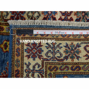 2'x2'10" Super Kazak Pure Wool Blue Geometric Design Hand-Knotted Oriental Rug FWR300516