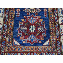 Load image into Gallery viewer, 2&#39;10&quot;x4&#39;2&quot; Blue Super Kazak Pure Wool Geometric Design Hand-Knotted Oriental Rug FWR300630
