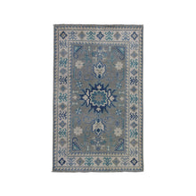 Load image into Gallery viewer, 3&#39;2&quot;x5&#39; Gray Vintage Look Kazak Pure Wool Hand-Knotted Oriental Rug FWR301332