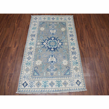Load image into Gallery viewer, 3&#39;2&quot;x5&#39; Gray Vintage Look Kazak Pure Wool Hand-Knotted Oriental Rug FWR301332