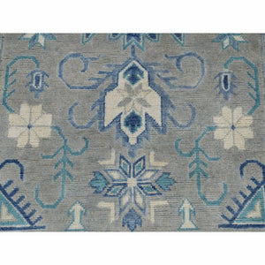 3'2"x5' Gray Vintage Look Kazak Pure Wool Hand-Knotted Oriental Rug FWR301332