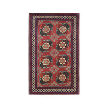 Load image into Gallery viewer, 3&#39;3&quot;x5&#39;3&quot; Vintage Red Elephant Feet Design Afghan Andkhoy Pure Wool Hand-Knotted Oriental Rug FWR302640
