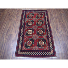 Load image into Gallery viewer, 3&#39;3&quot;x5&#39;3&quot; Vintage Red Elephant Feet Design Afghan Andkhoy Pure Wool Hand-Knotted Oriental Rug FWR302640