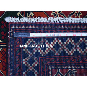 3'3"x5'3" Vintage Red Elephant Feet Design Afghan Andkhoy Pure Wool Hand-Knotted Oriental Rug FWR302640