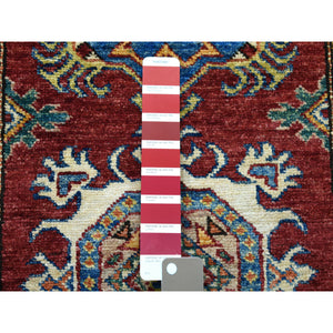 2'8"x19'5" Red Super Kazak Pure Wool Geometric Design XL Runner Hand-Knotted Oriental Rug FWR303450
