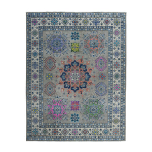 8'x9'9" Colorful Fusion Kazak Pure Wool Hand-Knotted Oriental Rug FWR303474