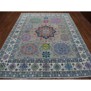 8'x9'9" Colorful Fusion Kazak Pure Wool Hand-Knotted Oriental Rug FWR303474