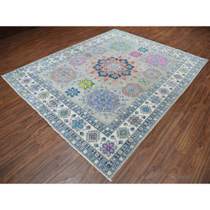 8'x9'9" Colorful Fusion Kazak Pure Wool Hand-Knotted Oriental Rug FWR303474