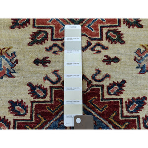 2'9"x19' Ivory Super Kazak Geometric Design XL Runner Pure Wool Hand-Knotted Oriental Rug FWR303876
