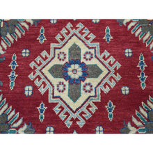 Load image into Gallery viewer, 3&#39;4&quot;x4&#39;9&quot; Red Kazak Pure Wool Geometric Design Hand-Knotted Oriental Rug FWR303906
