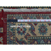 Load image into Gallery viewer, 3&#39;4&quot;x4&#39;9&quot; Red Kazak Pure Wool Geometric Design Hand-Knotted Oriental Rug FWR303906