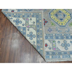 9'2"x11'7" Colorful Fusion Kazak Geometric Design Pure Wool Hand-Knotted Oriental Rug FWR304038