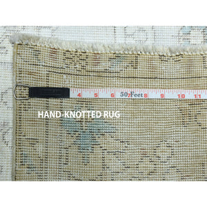 6'3"x9'5" Vintage White Wash Tabriz Worn Wool Hand-Knotted Oriental Rug FWR304434