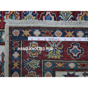 2'10"x19'1" Ivory Super Kazak Geometric Design XL Runner Pure Wool Hand-Knotted Oriental Rug FWR304932