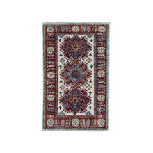Load image into Gallery viewer, 2&#39;8&quot;x4&#39;7&quot; Ivory Super Kazak Pure Wool Geometric Design Hand-Knotted Oriental Rug FWR305358