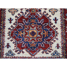 Load image into Gallery viewer, 2&#39;8&quot;x4&#39;7&quot; Ivory Super Kazak Pure Wool Geometric Design Hand-Knotted Oriental Rug FWR305358