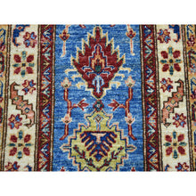 Load image into Gallery viewer, 2&#39;x3&#39;6&quot; Blue Super Kazak Pure Wool Geometric Design Hand-Knotted Oriental Rug FWR305490