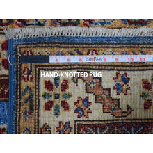 Load image into Gallery viewer, 2&#39;x3&#39;6&quot; Blue Super Kazak Pure Wool Geometric Design Hand-Knotted Oriental Rug FWR305490