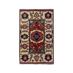 3'5"x4'9" Afghan Ersari Pure Wool Hand-Knotted Oriental Rug FWR307806