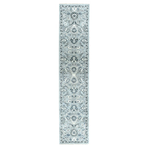 2'5"x11'7" Undyed Natural Wool Mahal Design Runner Hand Knotted Oriental Rug FWR308730