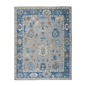 8'1"x9'9" Soft Angora Pure Wool Gray Oushak Wool Foundation Hand-Knotted Oriental Rug FWR309654